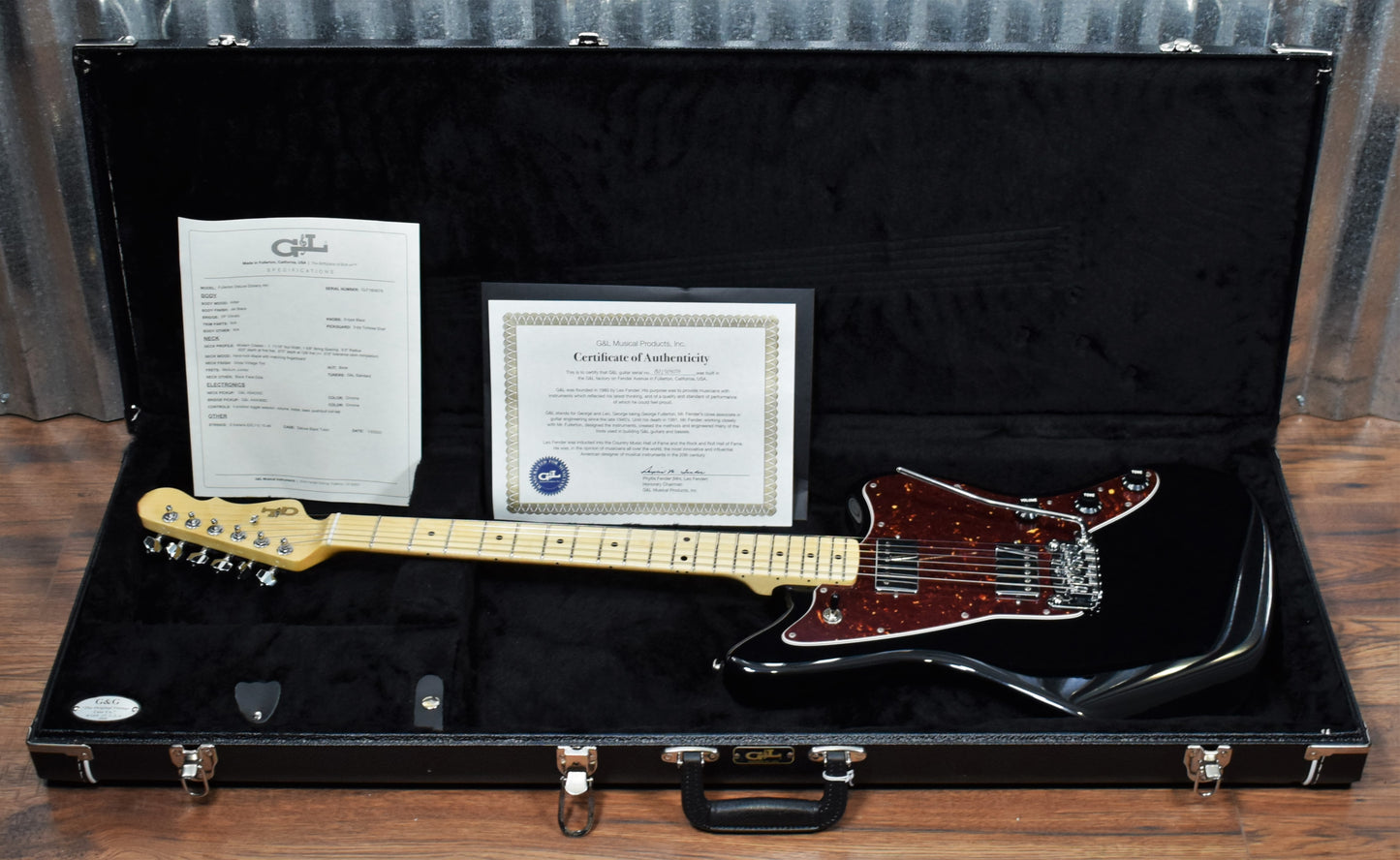 G&L USA Fullerton Deluxe Doheny HH Jet Black Guitar & Case Demo #9078