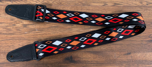 Levy's MP2SLD-009 2" Polyester Sublimation Guitar Strap Diamonds Red Black Orange