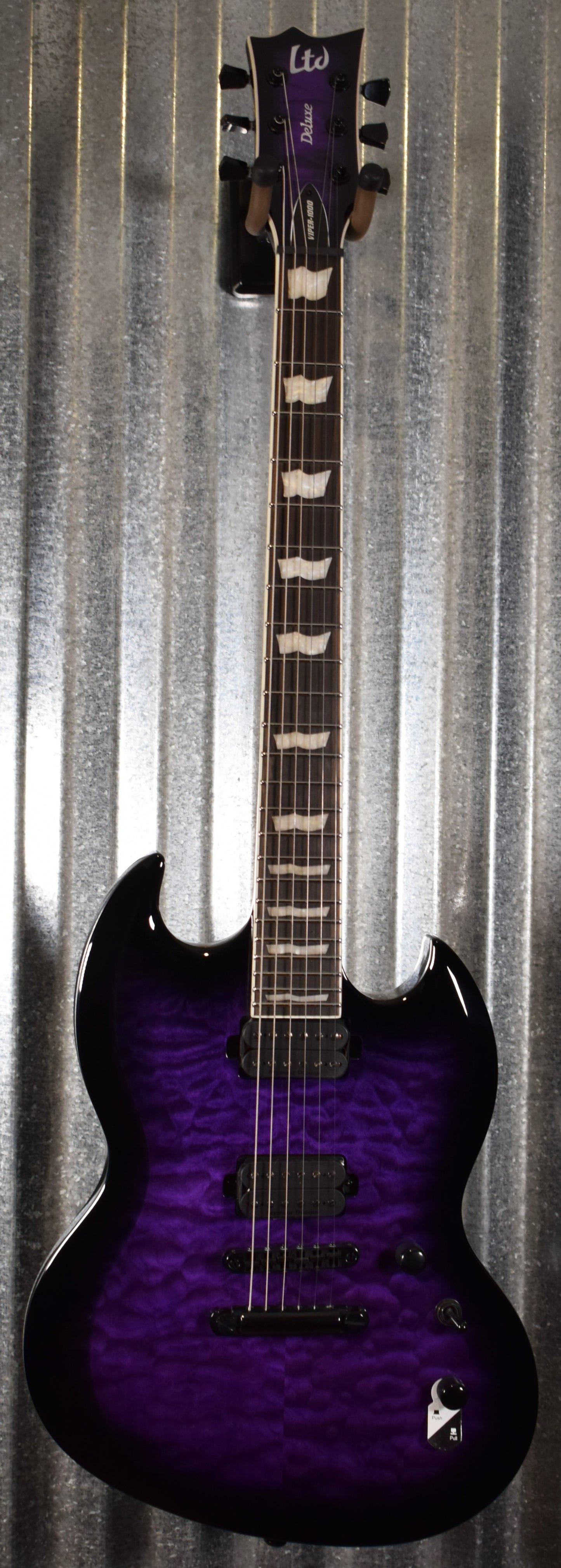 ESP LTD Viper 1000 See Thru Purple Guitar LVIPER1000QMSTPSB #0780