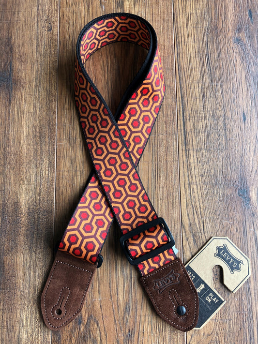 Levy's MP2-007 2" Adjustable Print Poly Guitar & Bass Strap Burgundy Red Yellow