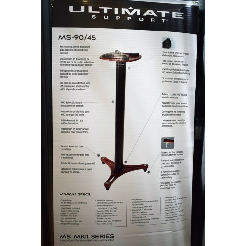 Ultimate Support MS-90-45B MKII 45" Isolation Studio Monitor Speaker Stand Pair Black