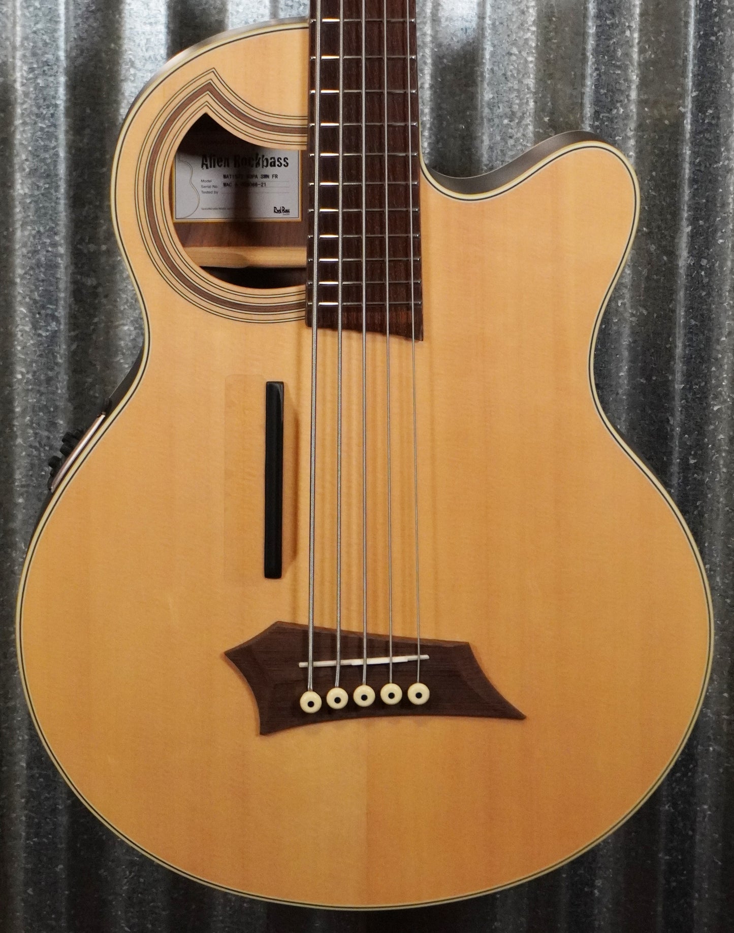 Warwick RockBass Alien Hybrid Thinline 5 String Acoustic Electric Bass & Bag #6621