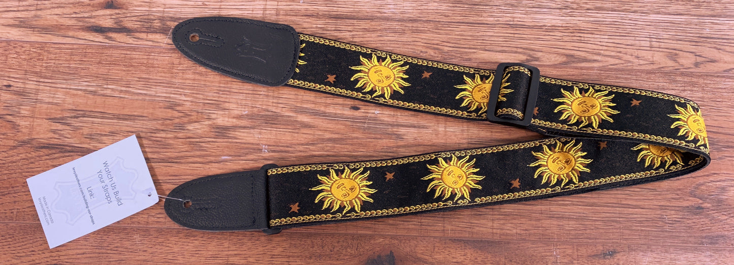 Levy's MPJG-SUN-BLK 2" Sun Design Jacquard Weave Guitar Strap Black