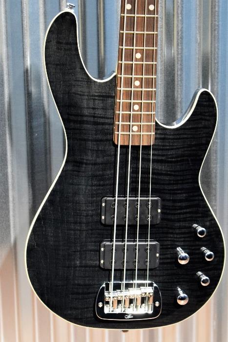 G&L Tribute M-2000 GTS 4 String Carved Flame Top Trans Black Bass #8223
