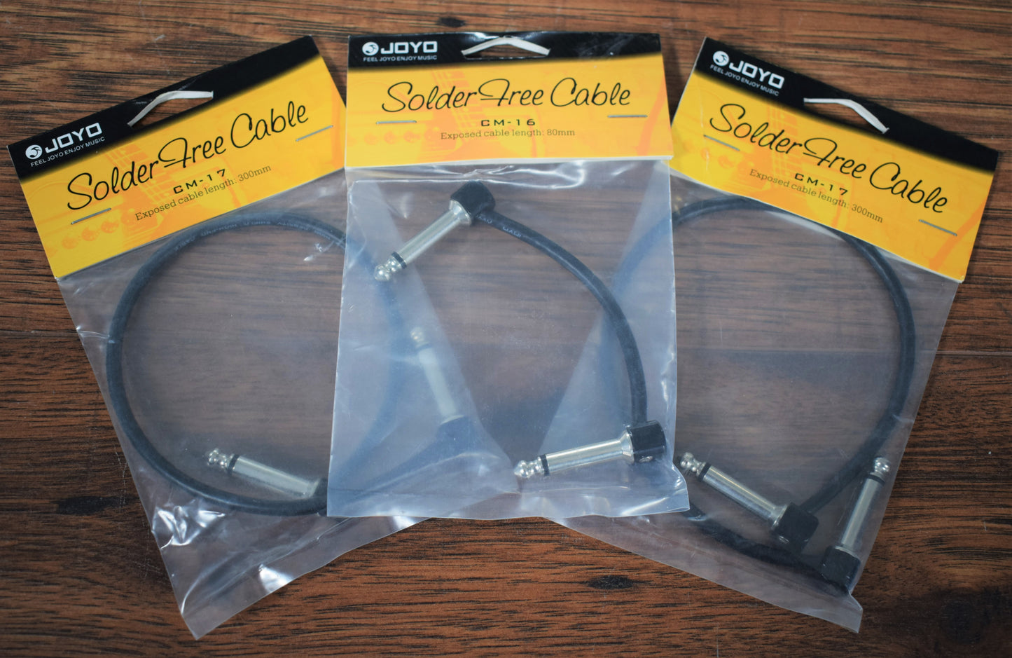 Joyo Audio Solder Free Guitar Bass Instrument Pedalboard Right Angle Patch Cable 3 Pack