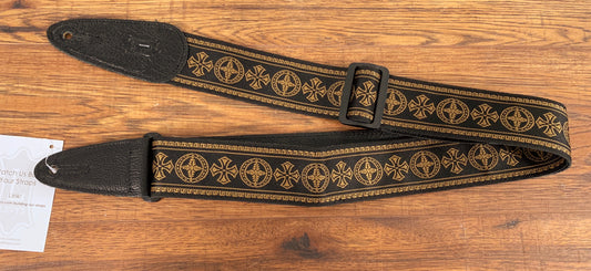Levy's MGHJ2-001 2" Jacquard Guitar Strap Black Gold