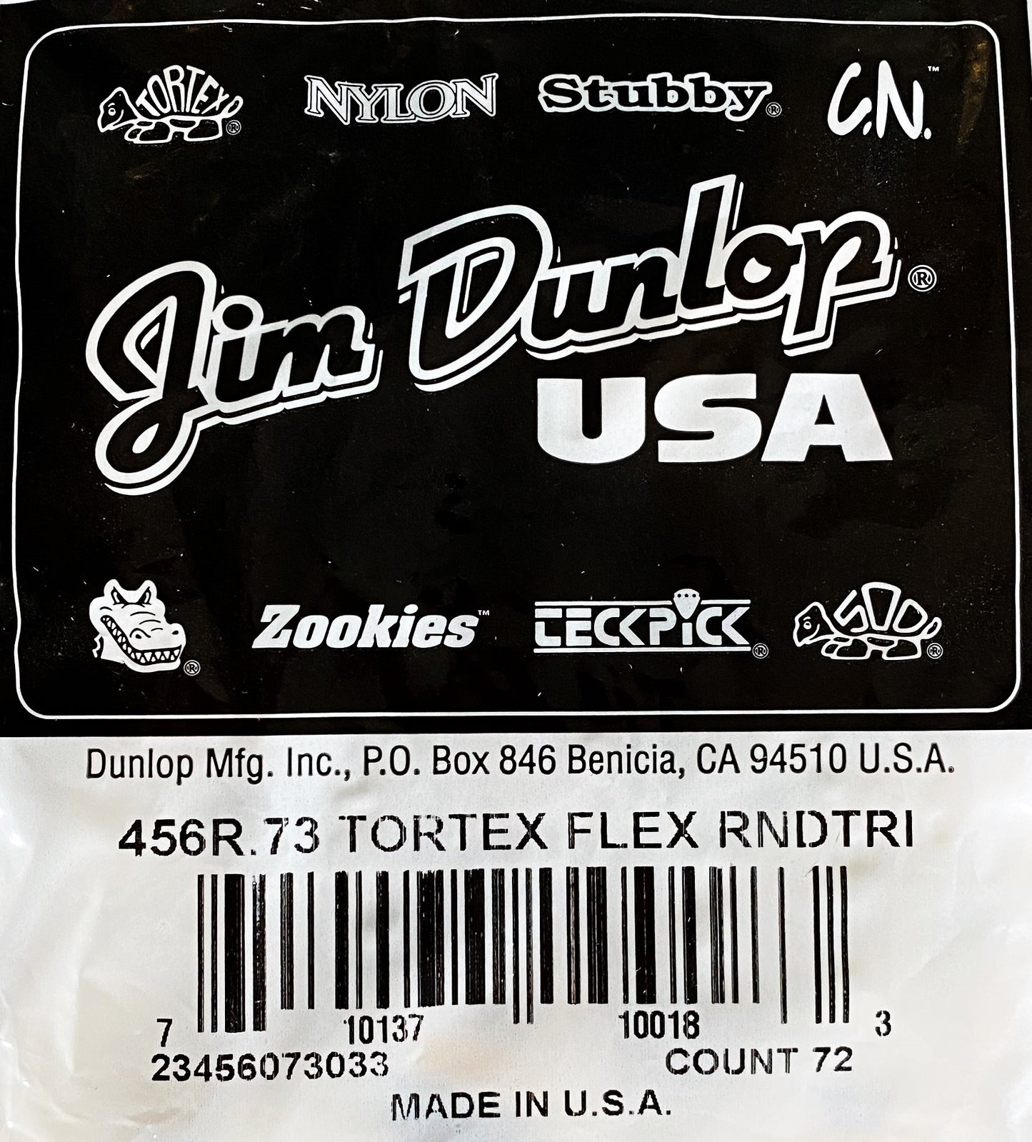 Dunlop 456-073 Tortex Flex Triangle .73mm Guitar Pick Bag 72 Count