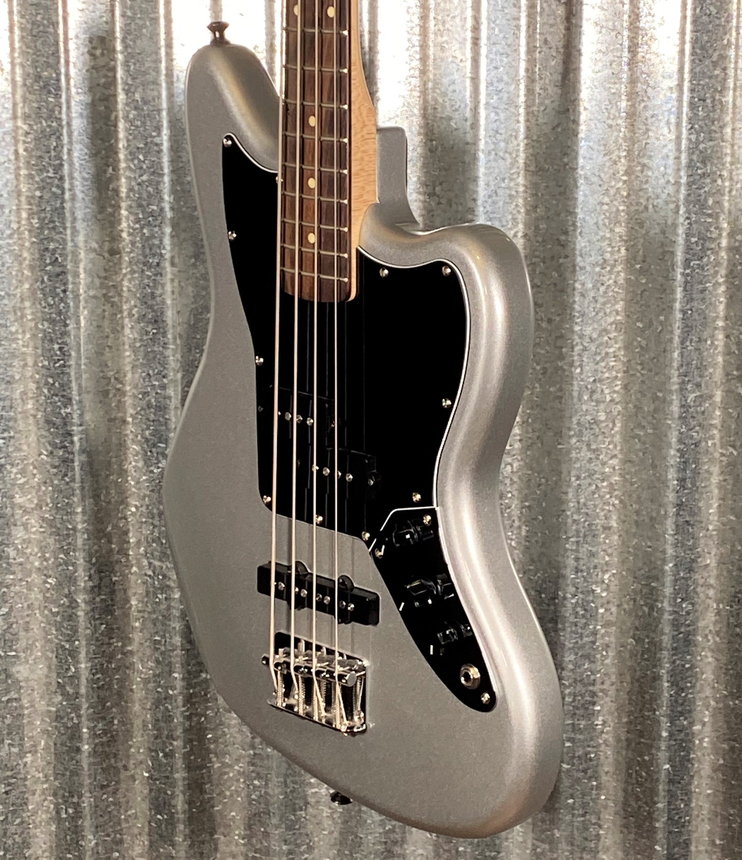 Fender Squier Vintage Modified Jaguar Short Scale 4 String Bass Silver #6989 Used