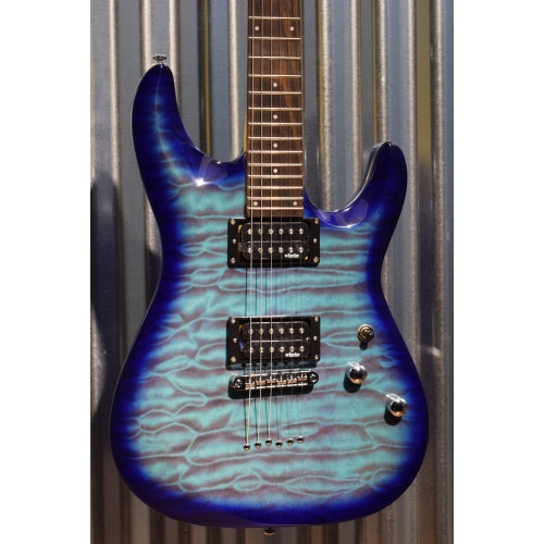 Schecter C-6 Plus Quilt Top Ocean Blue Burst Guitar OBB & Hardshell Case #5659