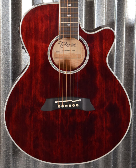 Takamine TSP158C See Thru Red Thinline Acoustic Electric Guitar & Case TSP158CSTR #0247 Used