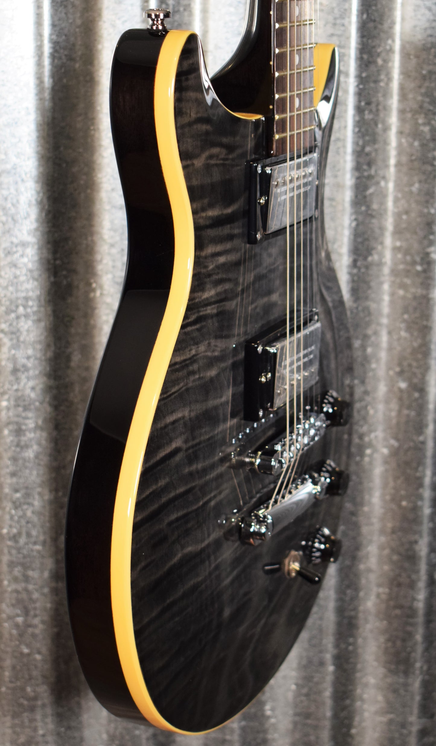 Hamer Archtop Flame Trans Black Double Cut Guitar SATF-TBK #0208