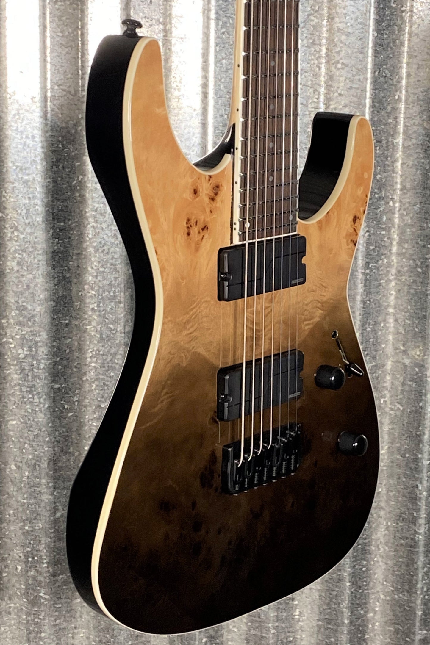 ESP LTD M-1007HT Hard Tail Burl Black Fade 7 String Guitar LM1007HTBPBLKFD #1232 Used