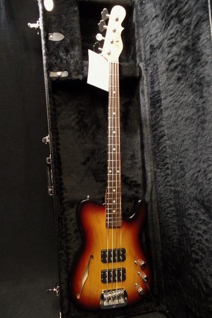 G&L USA ASAT Bass Semi Hollow #8 Neck 3 Tone Sunburst & Hard Case NOS #4374