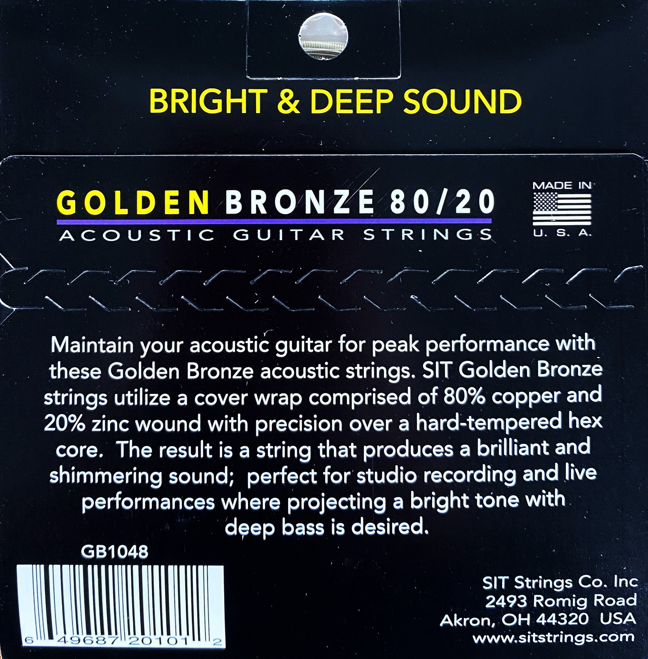 SIT Strings GB1048 Golden Bronze 80 20 Extra Light Acoustic Guitar Strings 3 Pack