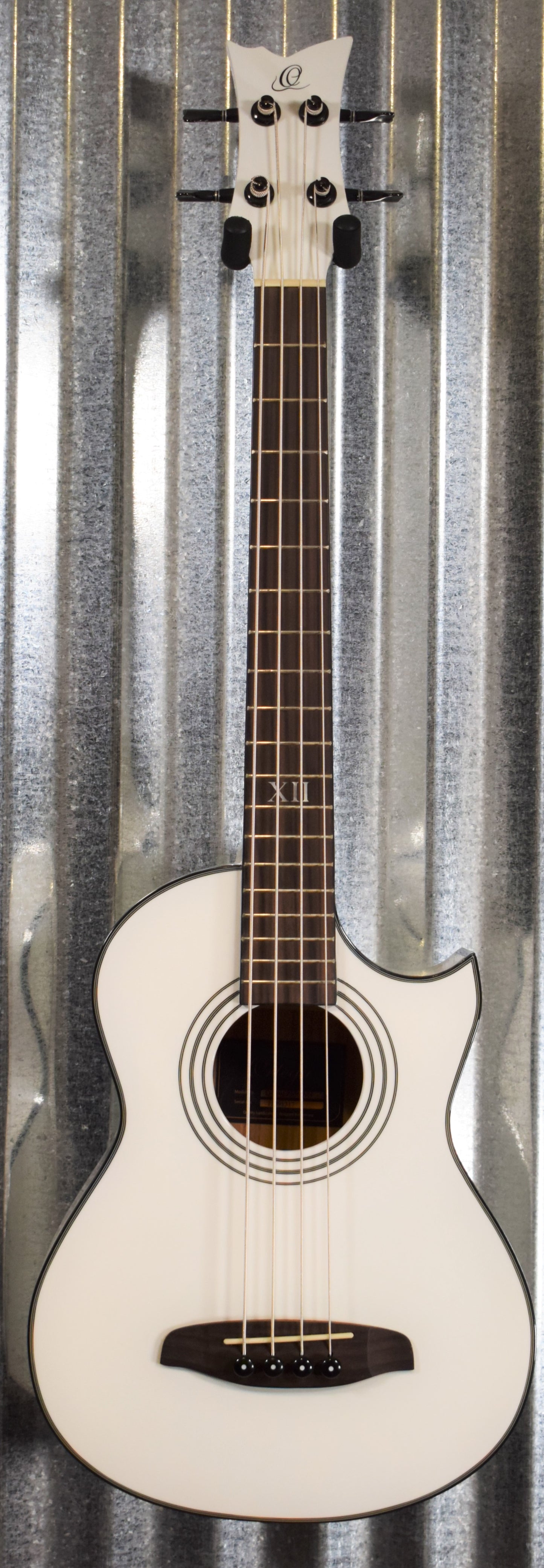 Ortega Guitars Deep Traveler D-Walker-WH White Short Scale Acoustic Electric Bass & Bag #1317 B Stock