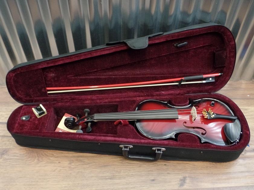 Barcus Berry Vibrato AE 4/4 Violin Acoustic Electric Red with Case & Bow #1343