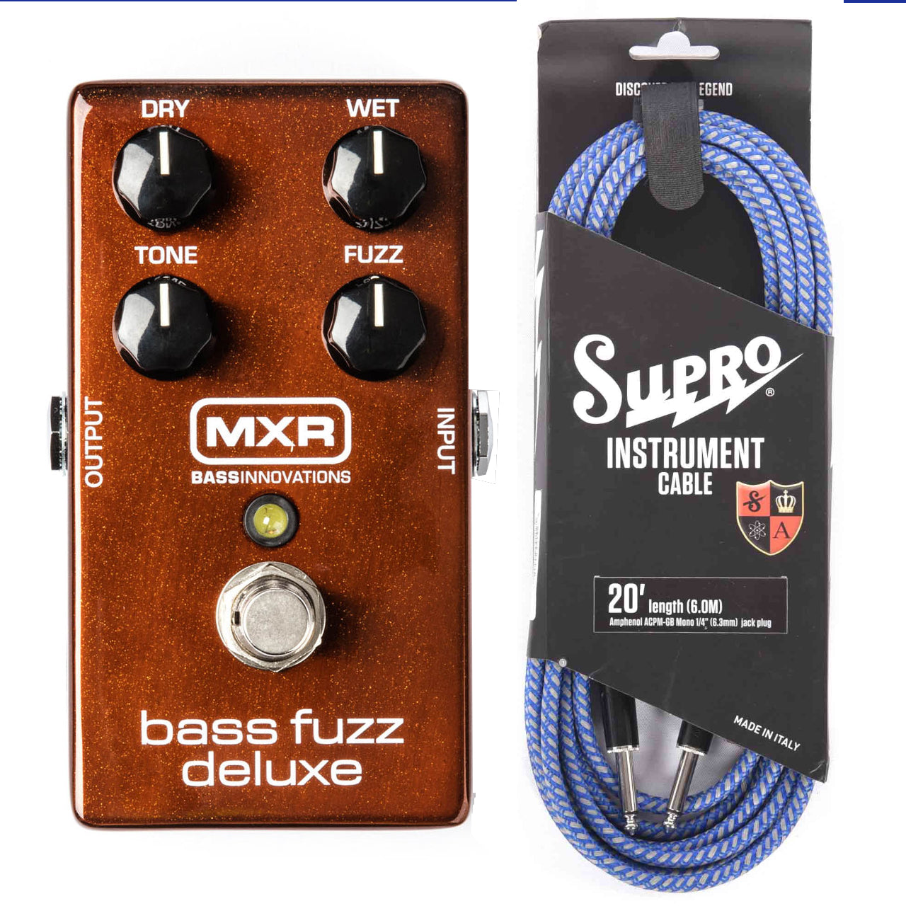Dunlop MXR M84 Bass Fuzz Deluxe Effect Pedal + FREE Supro 20' Cable