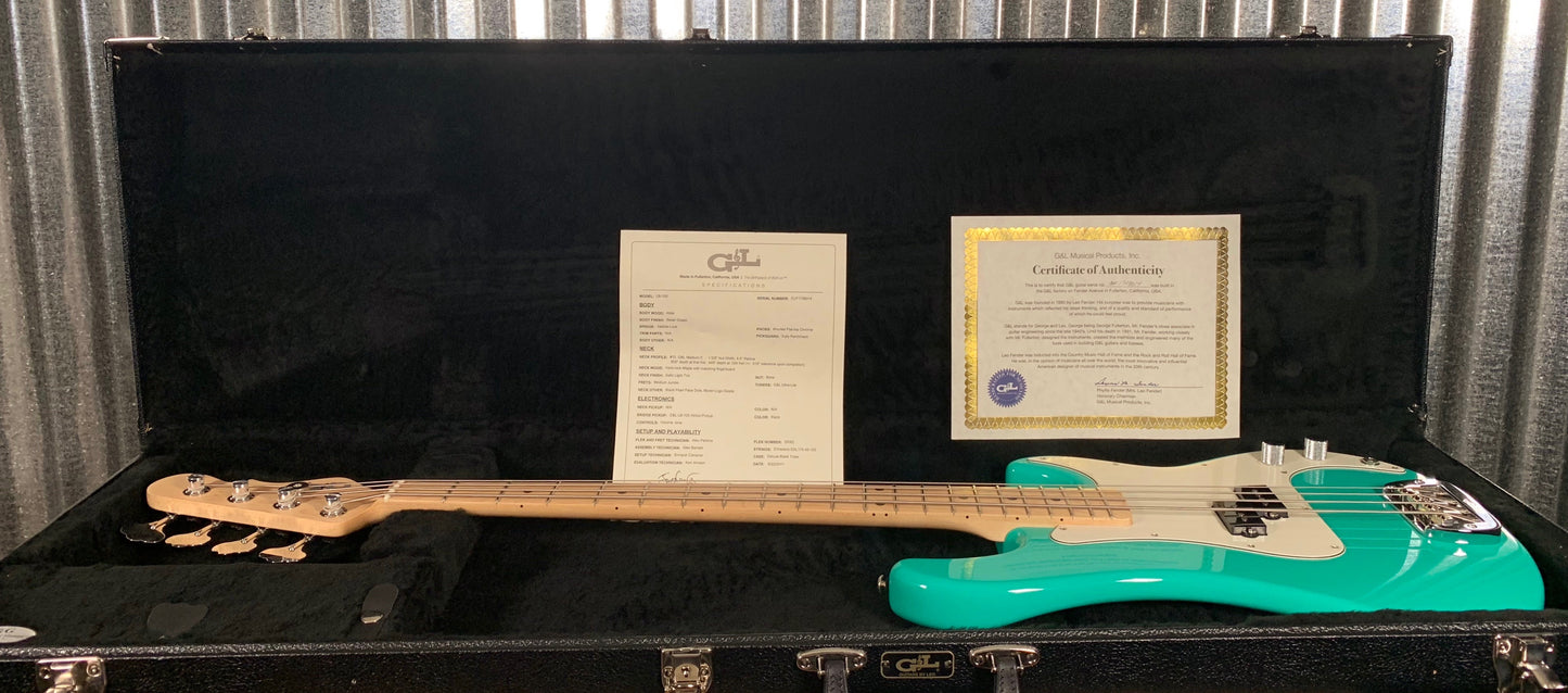 G&L USA Fullerton Custom LB100 Belair Green 4 String Bass & Case LB-100 #8014