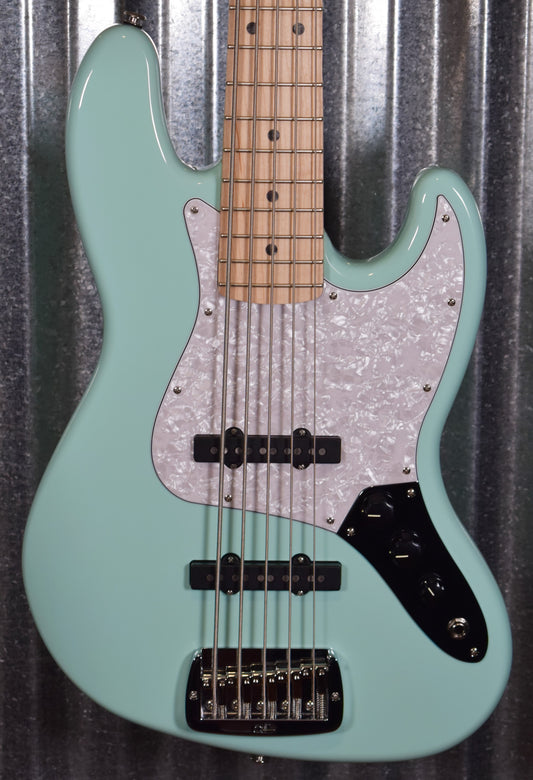 G&L USA JB-5 Surf Green 5 String Jazz Bass Maple Satin Neck & Case #6259