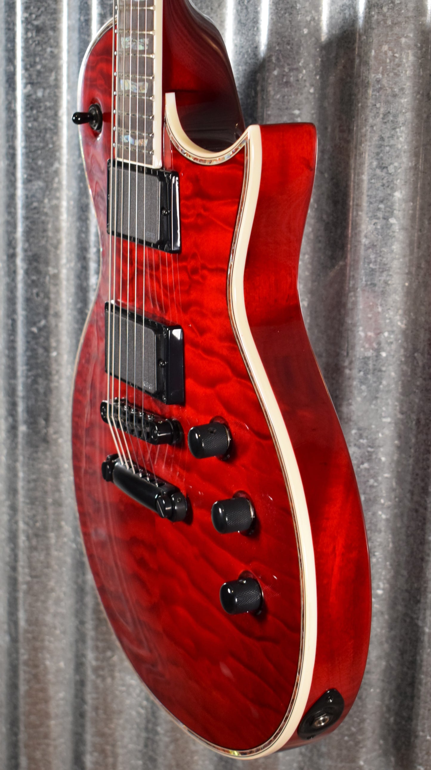 ESP LTD EC-1000 Quilt Top See Through Black Cherry EMG Guitar LEC1000STBC #1224 Demo