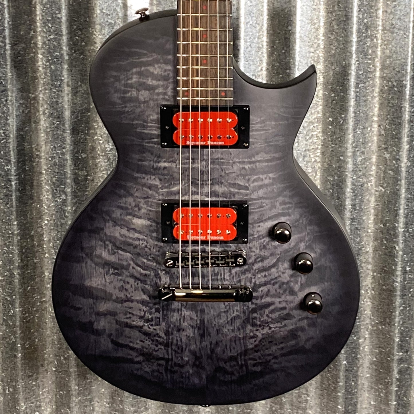 ESP LTD BB-600B Ben Burnley Baritone Quilt Top See Through Black Satin Seymour Duncan Guitar & Case #0973 B Stock