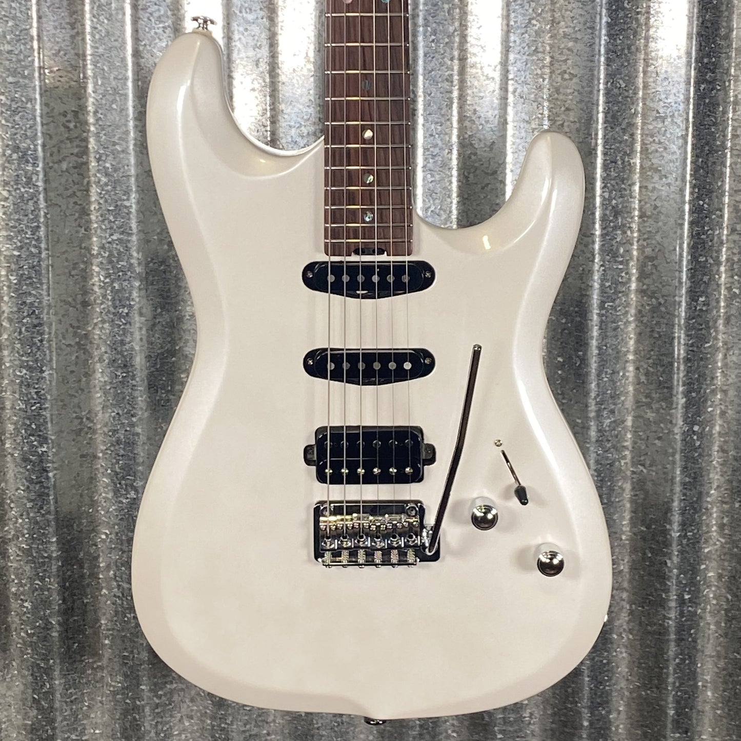 Musi Capricorn Fusion HSS Superstrat Pearl White Guitar #0107