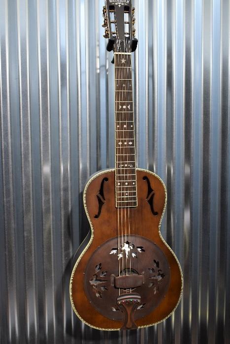 Washburn R360K Distressed Bronze Parlor Resonator Acoustic Guitar & Case #132