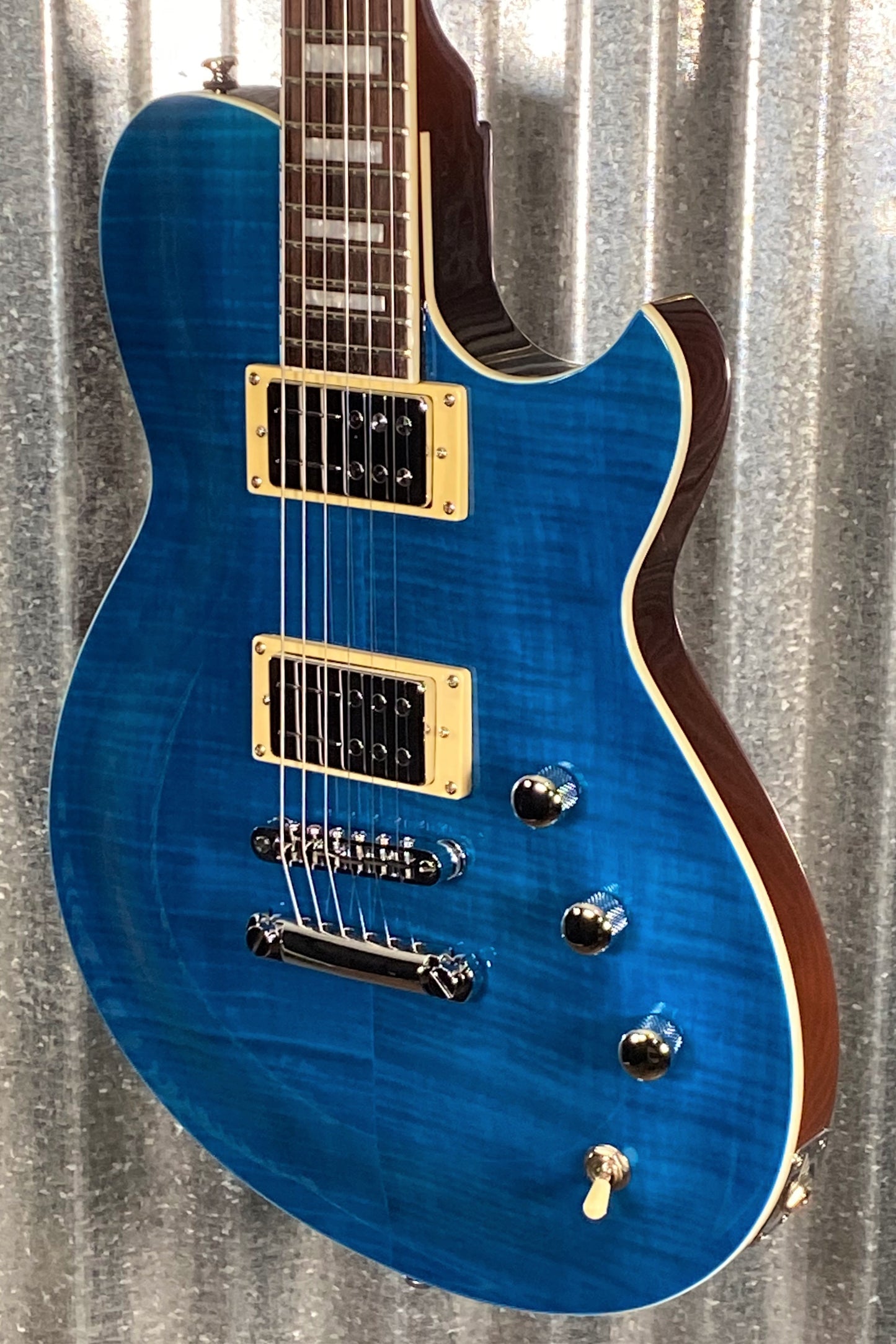 Reverend Guitars Roundhouse RA FM Flame Top Trans Blue Guitar Blem #0167