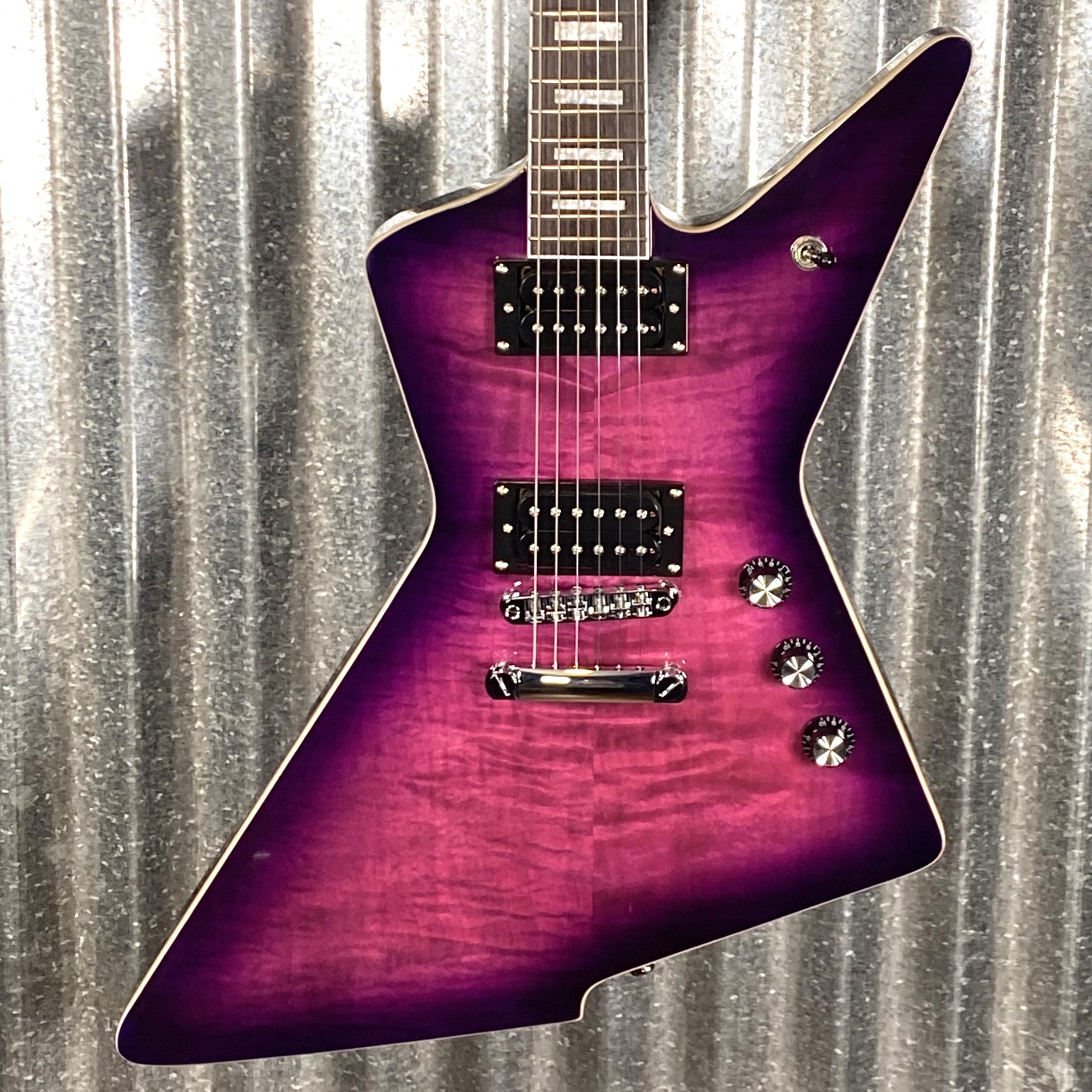 Westcreek Revenge Explorer Flame Transparent Purple Burst Guitar #0092 ...