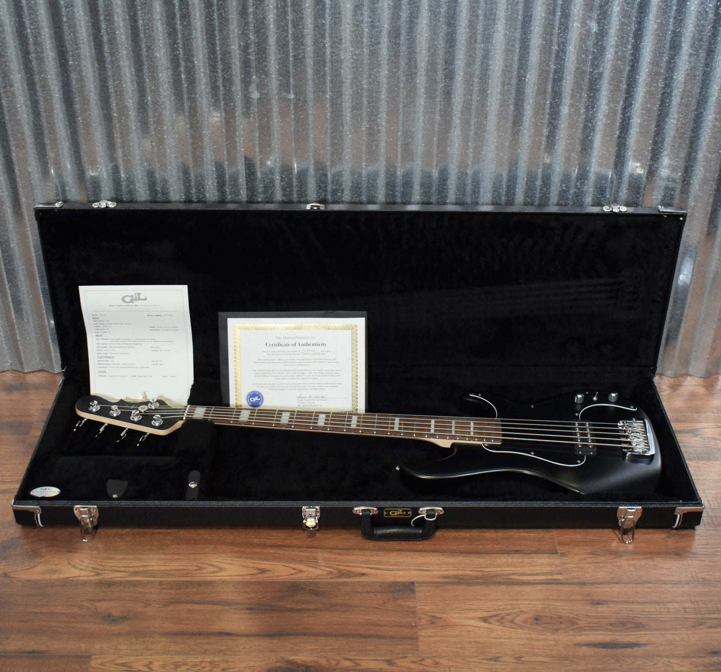 G&L USA Kiloton 5 Jet Black Frost 5 String Bass Rosewood Satin Neck & Case #7001
