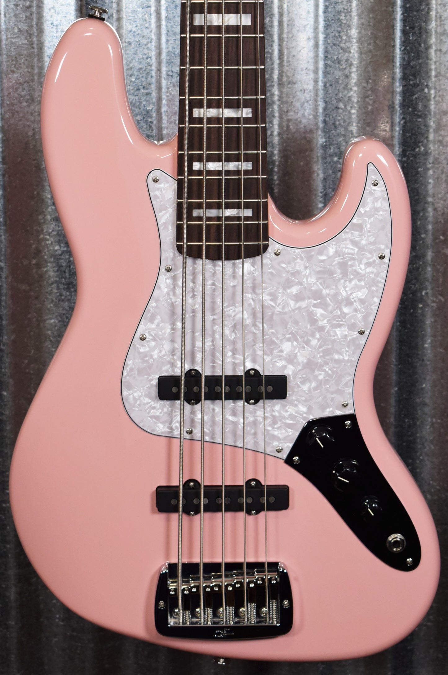 G&L USA JB-5 5 String Jazz Bass Shell Pink & Case JB5 #1211