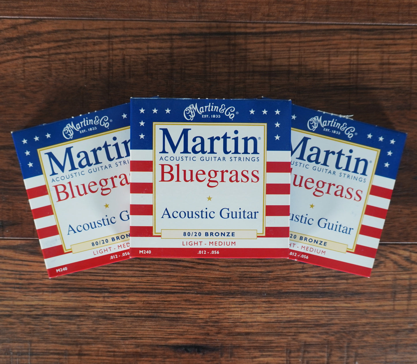 Martin M240 Bluegrass Acoustic Guitar String Set 80/20 Bronze Light Medium 12-56 3 Pack