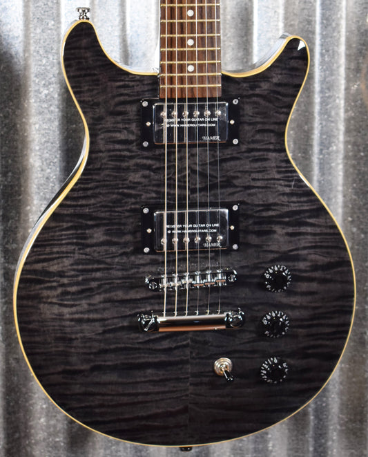 Hamer Archtop Flame Trans Black Double Cut Guitar SATF-TBK #0127 Demo