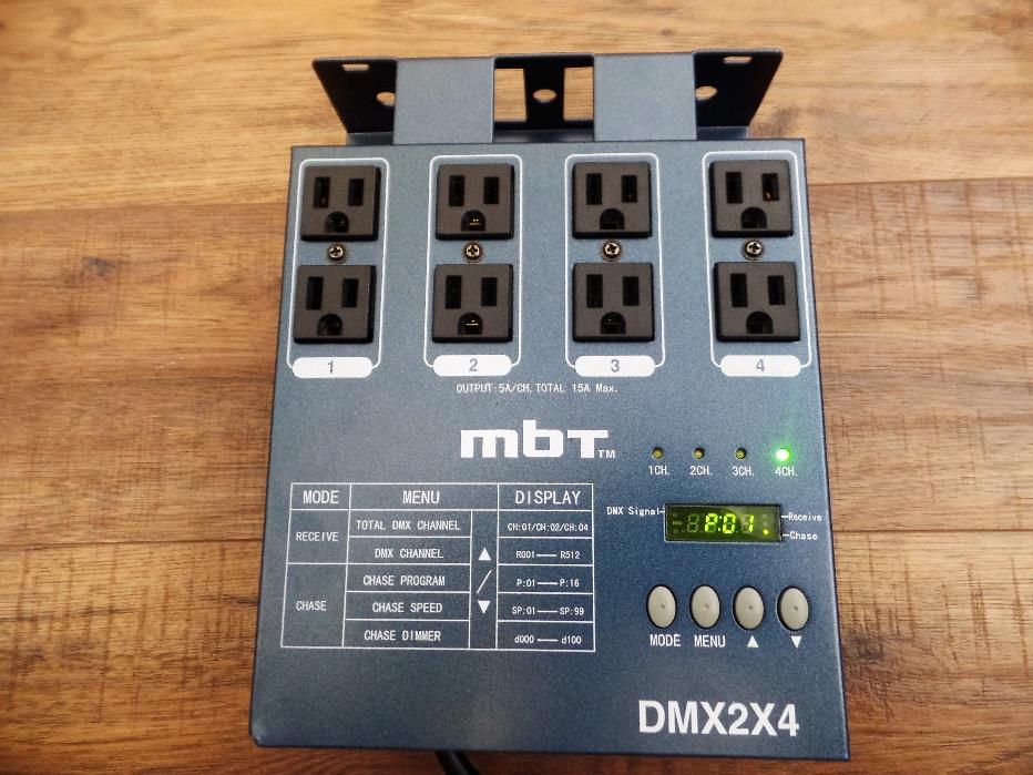 MBT DMX2X4 4 Channel Lighting Dimmer Pack DJ Stage Light Fixture Controller