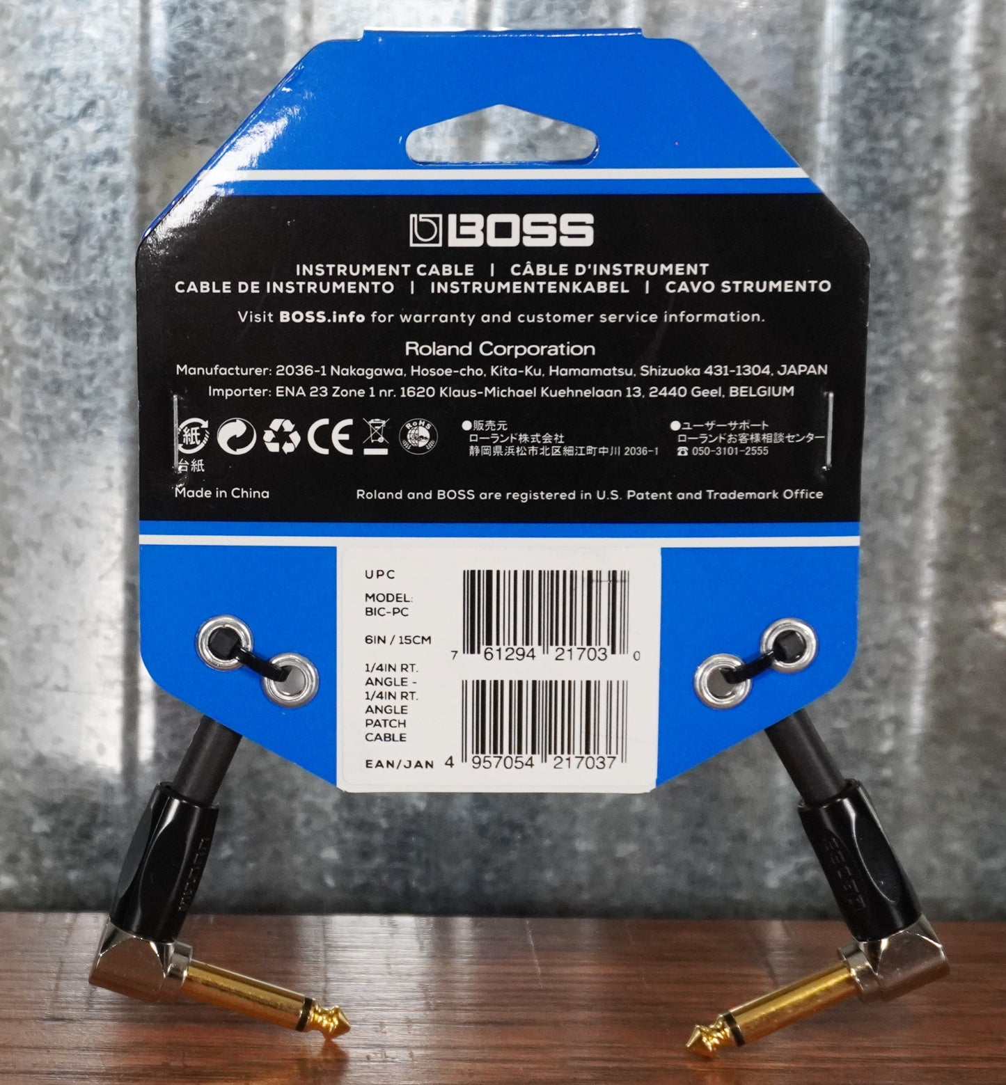 Boss BIC-PC 6" / 15CM 1/4" Instrument Cable Angled/Angled