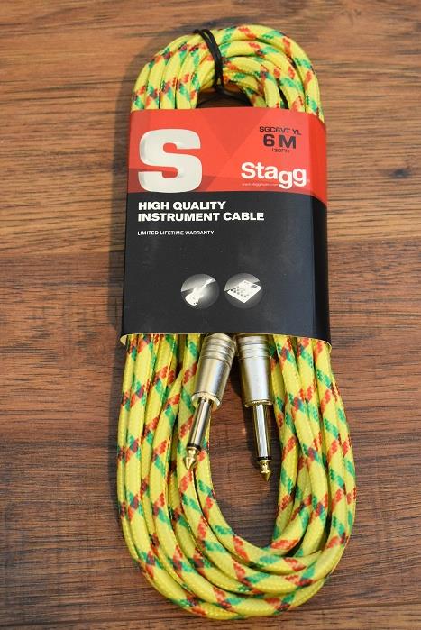 Stagg SGC6VT Vintage Tweed 6M 20' Guitar Instrument Signal 1/4" Cable YL Yellow