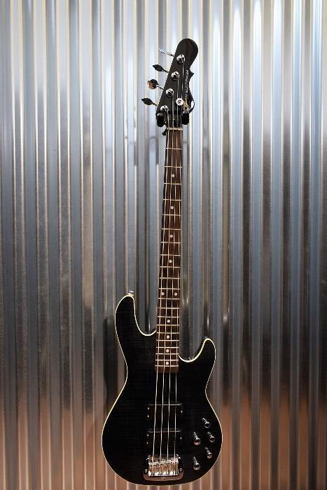 G&L Tribute M-2000 GTS 4 String Carved Flame Top Trans Black Bass #8221