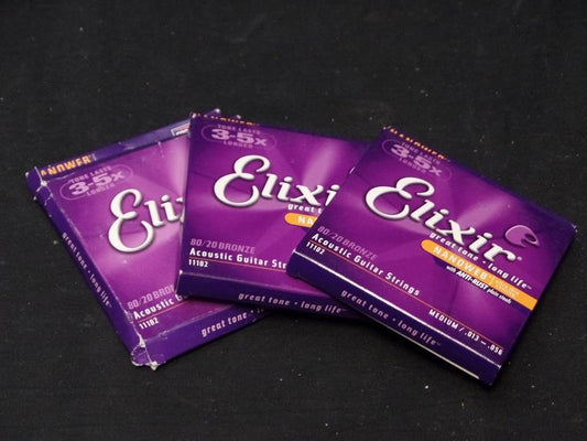 Elixir Acoustic Guitar String 80/20 Bronze Medium .013-.056 3 Pk 11102*