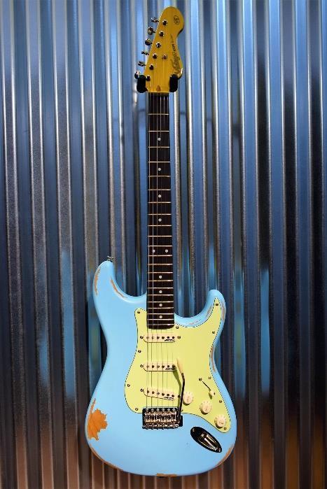 Vintage Icon V6MRLB SSS Relic Distressed Laguna Blue Wilkinson Guitar  #25