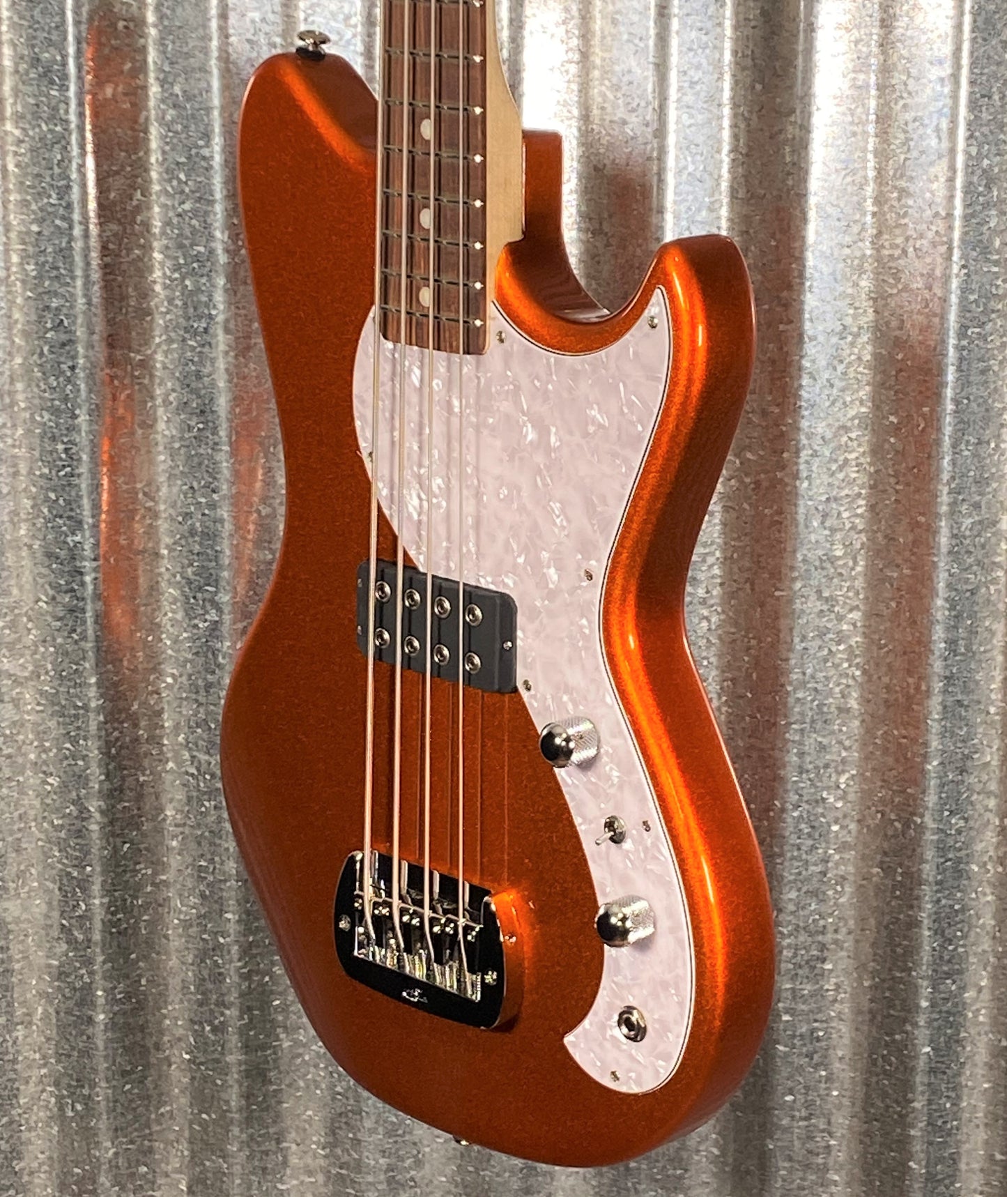 G&L USA Fallout Bass Tangerine Metallic 4 String Short Scale Bass & Bag #9326 Used