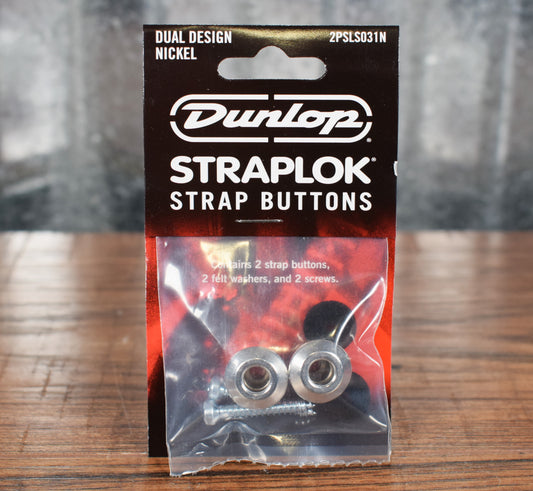 Dunlop 2PSLS031N Straplok Dual Design Guitar & Bass Strap Button Pair Nickel