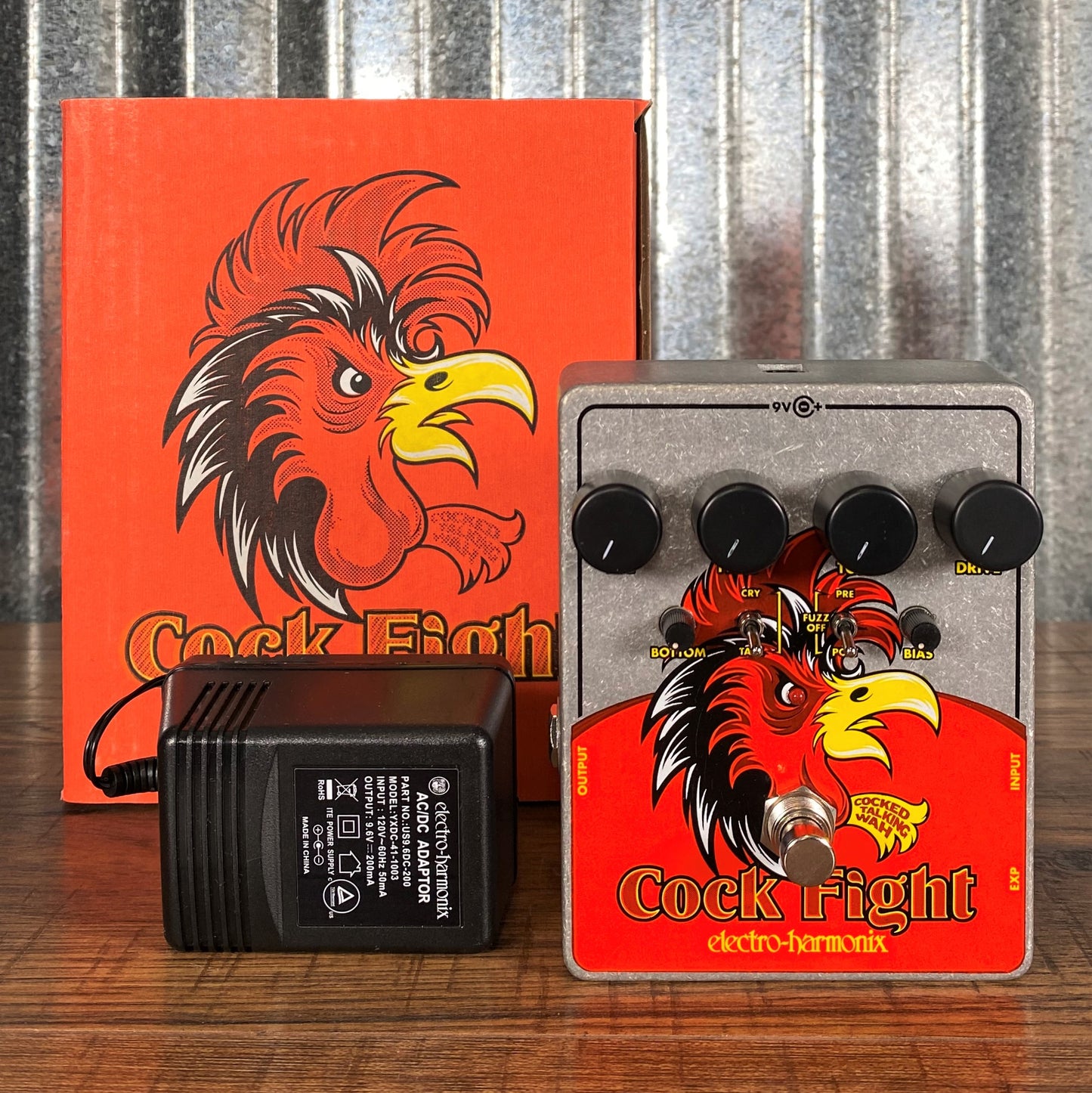 Electro-Harmonix EHX Cock Fight Cocked Talking Wah Pedal With Fuzz & AC Adapter
