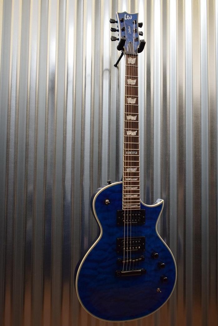 ESP LTD EC-1000 Piezo Bridge  Quilt Top See Through Blue Guitar & Case #272
