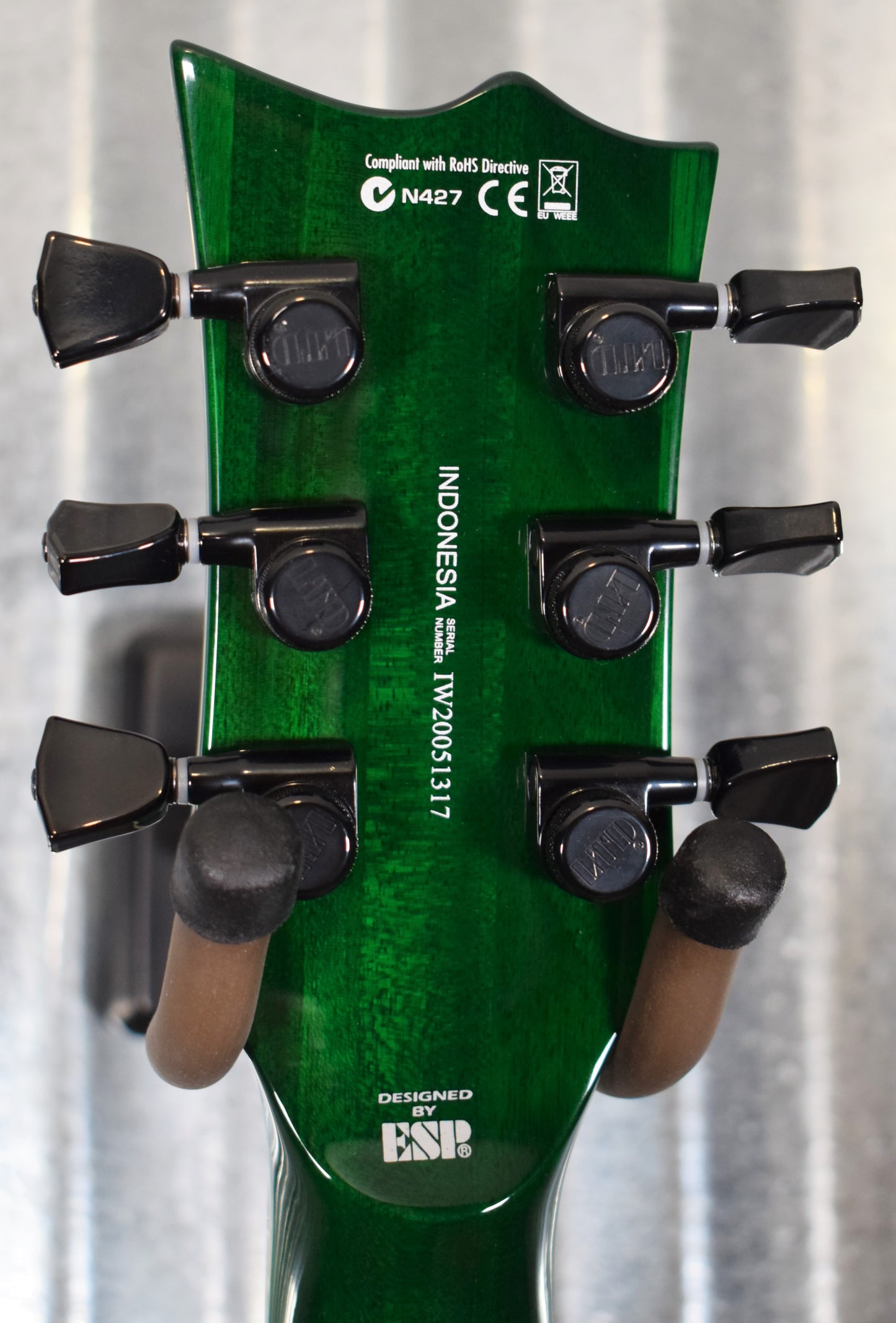 ESP LTD EC-1000 Flame See Thru Green Seymour Duncan Guitar LEC1000FMSTG #1317