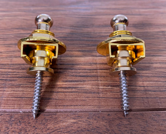 Straplock Guitar & Bass Secure Pin Strap Lock & Button Set Gold