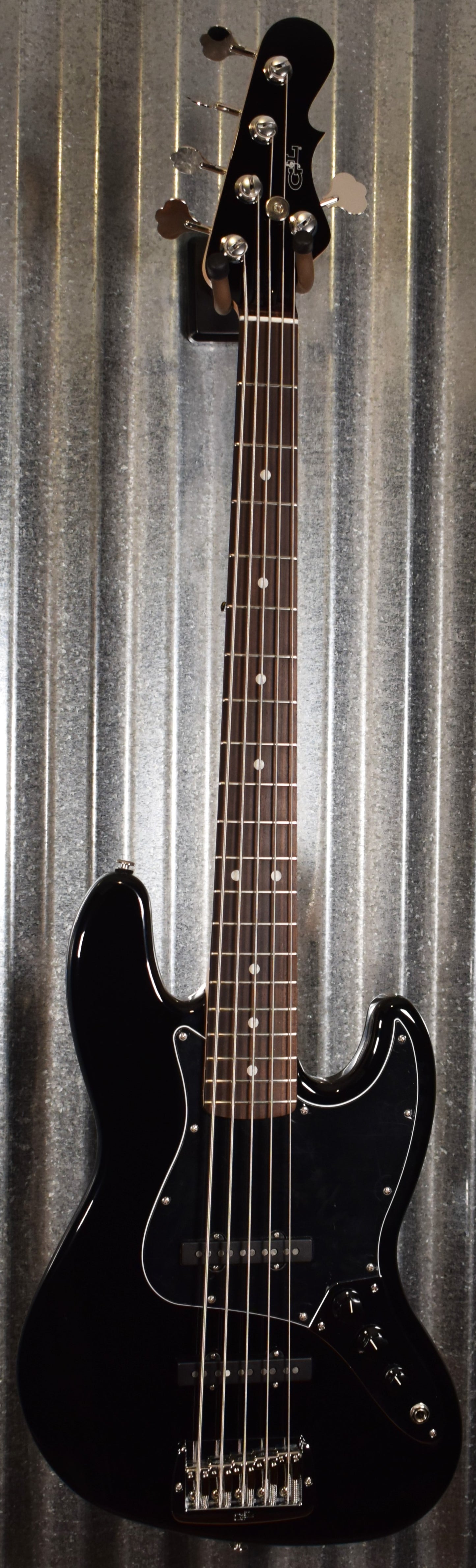 G&L USA JB-5 Jet Black 5 String Jazz Bass Rosewood Satin Neck & Case #6089