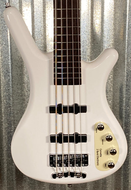 Warwick RockBass Corvette Basic Active 5 String Bass Solid White Gloss & Bag #2621