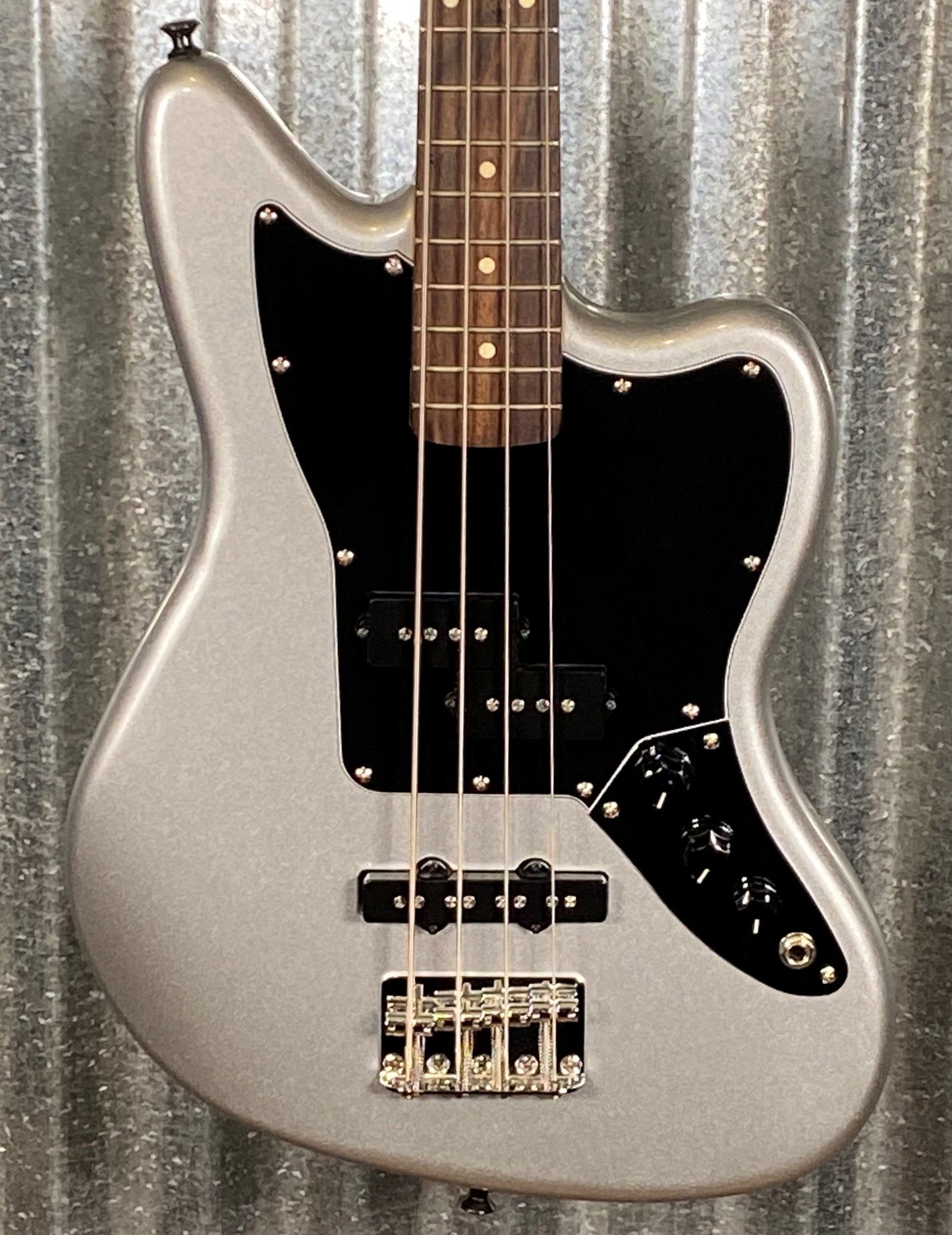 Fender Squier Vintage Modified Jaguar Short Scale 4 String Bass Silver #6989 Used