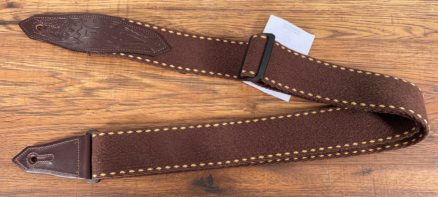 Levy's MSSC80-BRN 2" Heavy-weight Cotton Contrasting Woven Border Guitar Strap Brown