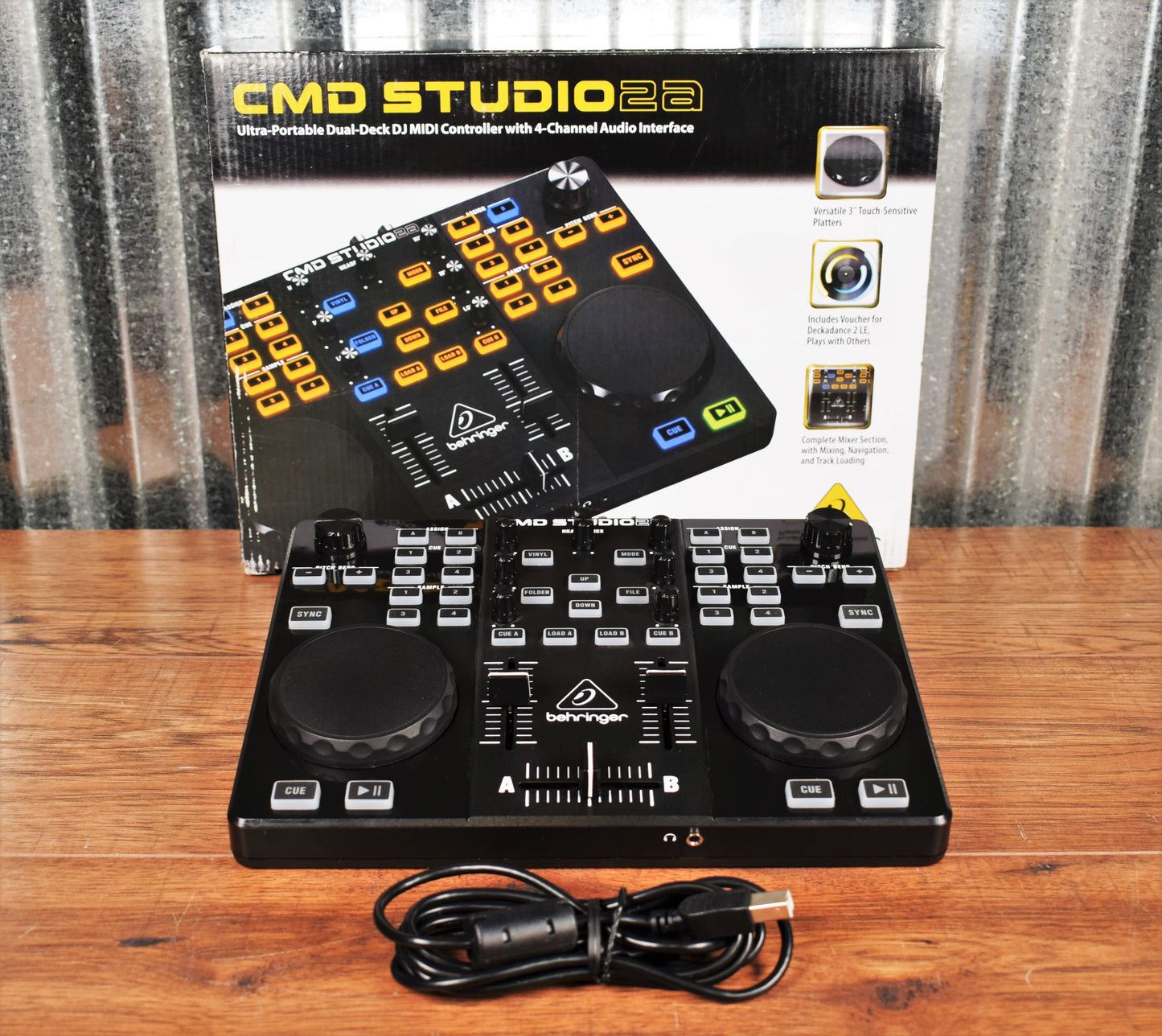 Behringer CMD Studio 2A Ultra-Portable DJ Dual-Deck MIDI Controller 4-Channel Audio Interface Demo